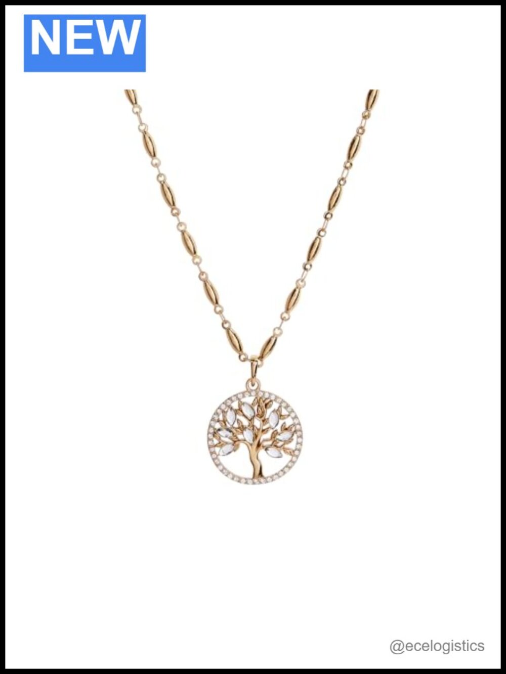 Tree of Life Pendant Necklace Brass 18 inch Lobster Clasp Polished